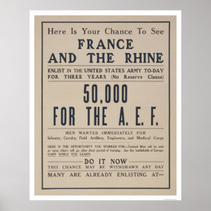 Poster Chance de voir la France et le Rhin - Enlist Army