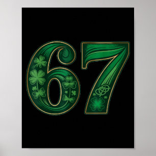 Poster Chanceux irlandais drôle 67 six sept mème trèfle c