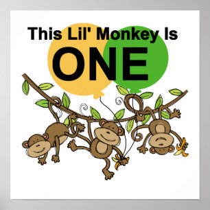 Poster Chandails et cadeaux 1er anniversaire des singes