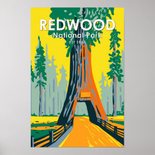 Poster Chandelier Arbre du parc national de Redwood Vinta