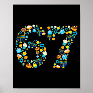 Poster Chandelier de Hanoukka Dreidel 67 Hanoukka Festif