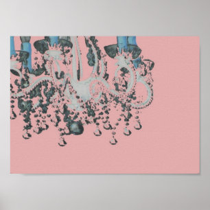 Poster Chandelier Park Avenue ~ Imprimer rose rétro