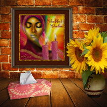 Chandelles Shabbat Shalom Hébreu Africaine Femme A
