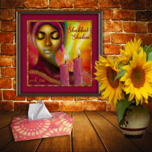 Chandelles Shabbat Shalom Hébreu Africaine Femme A