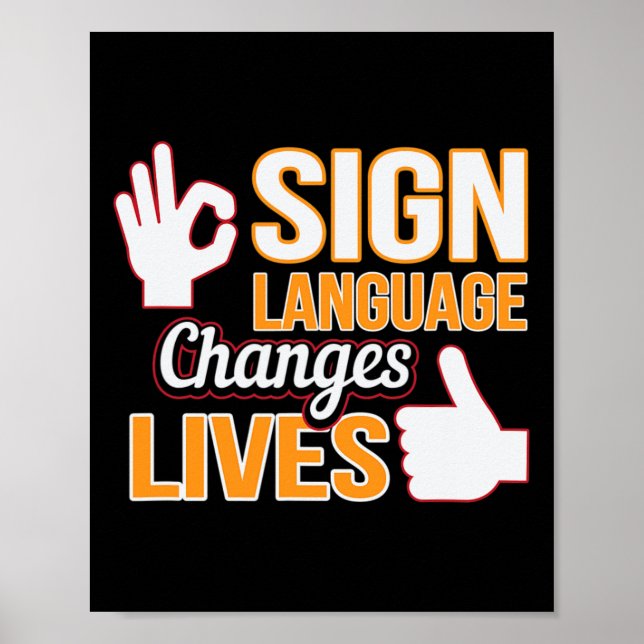 Poster Changements de langue des signes Vit ASL Interprèt (Devant)