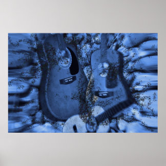 Poster Changer les guitares rocheuses dans les profondeur