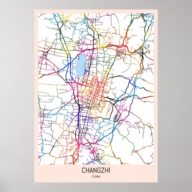 Poster Changzhi China City Map (Devant)