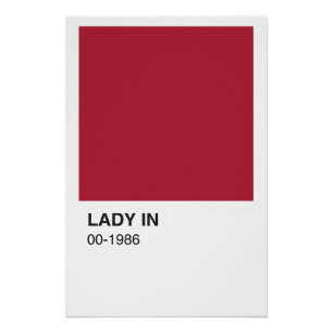 Poster Chanson couleur rouge dame - Bordure blanche