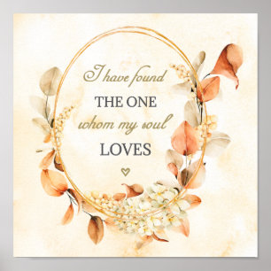 Poster Chanson de Salomon 3:4 Élégante Bible florale d'au