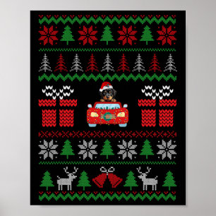 Poster Chant de Noël moche Rottweiler Noël avec Père Noël