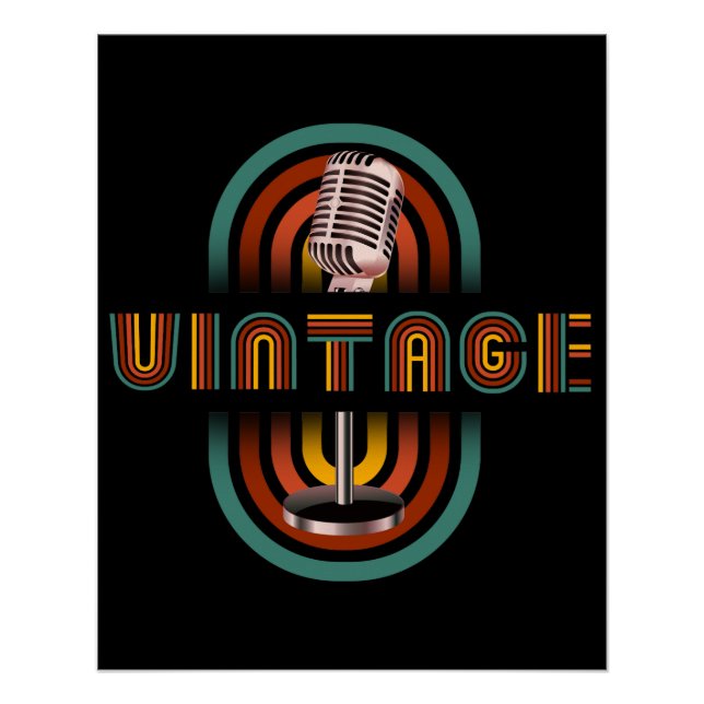 Poster Chant vintage de musique micro (Devant)