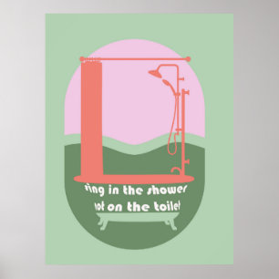 Poster Chanter Dans La Douche Amusante Salle De Bain Mur 