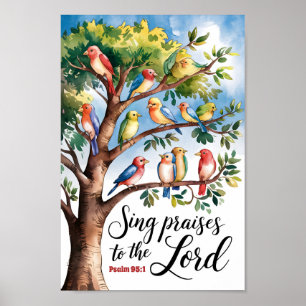 Poster Chanter loue au Seigneur Christian Nursery Art