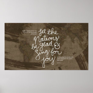 Poster Chanter pour la joie vers de la Bible Psaume 67:3-