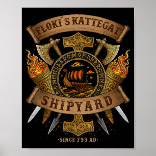 Poster Chantier naval Flokis Kattegat Bateau Viking - Rin