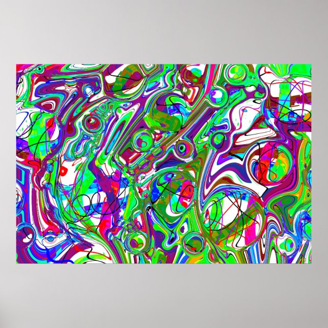 Poster Chaos Abstrait Art coloré (Devant)