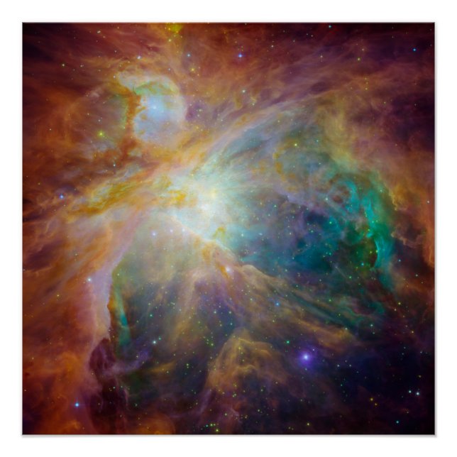 Poster Chaos au cœur du composite Spitzer Hubble d'Orion (Devant)