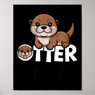 Poster Chaos de loutre drôle amateur d'animaux mignon jeu