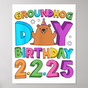 Poster Chapeau de fête d'anniversaire Jour de la marmotte