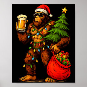 Poster Chapeau de Noël de Santa drôle de gros pied Boisso