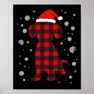 Poster Chapeau de Noël de teckel amateur de chien de Noël