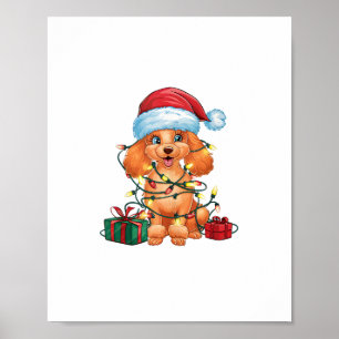Poster Chapeau de Père Noël avec éclairage de Noël Chien