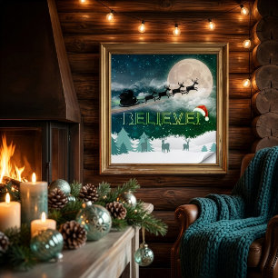 Poster Chapeau de Père Noël de la fête de Noël de Fêtes