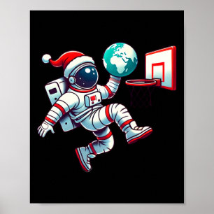 Poster Chapeau de Père Noël drôle Astronaute Dunking Terr