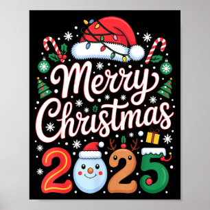 Poster Chapeau de Père Noël rouge Renne Joyeux Noël Xmas