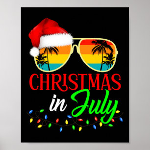 Poster Chapeau de Santa Noël en Juillet Lunettes d'été Va