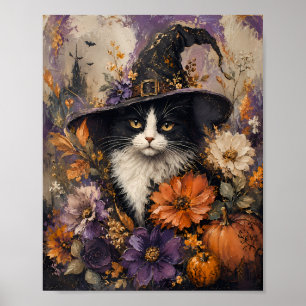 Poster Chapeau de sorcière de chat noir Whimsigothic auto