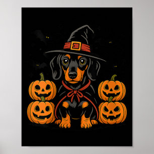 Poster Chapeau de sorcière de citrouille pour chienne tec