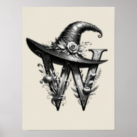 Chapeau de sorcière noir Lettre W personnalisée av