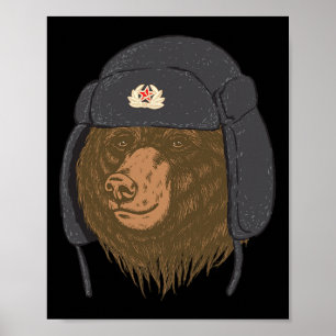 Poster Chapeau en fourrure d'ours russe - Ushanka Chapka 
