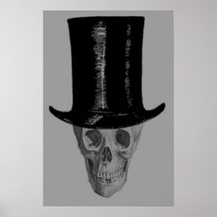 Poster Chapeau supérieur du crâne monochrome