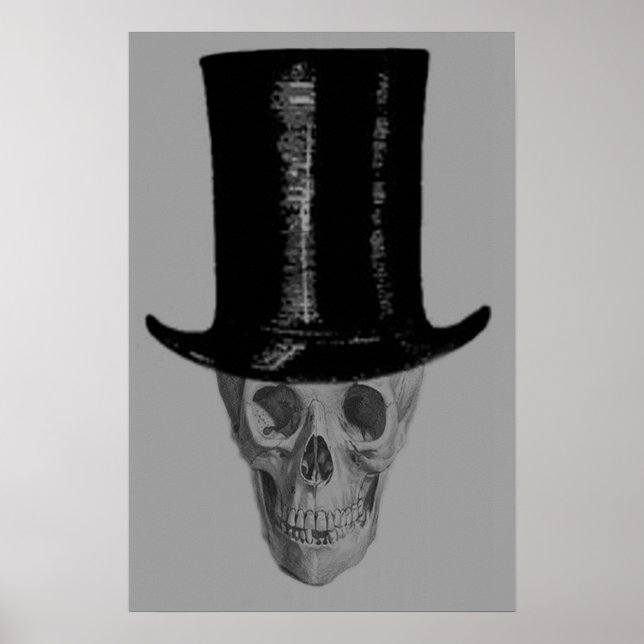 Poster Chapeau supérieur du crâne monochrome (Devant)