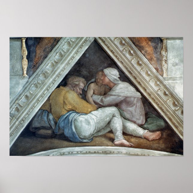 Poster Chapelle Sixtine Plafond : Les ancêtres du Christ (Devant)
