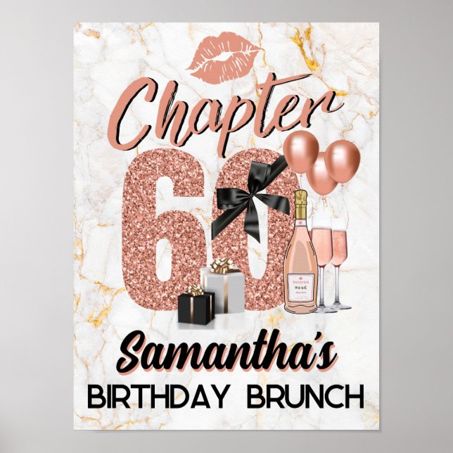 Poster Chapitre 60 Rose Or 60e anniversaire Elégant (Devant)