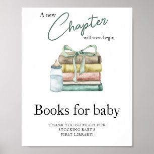 Poster Chapitre aquarelle baby shower - Livres pour bébé