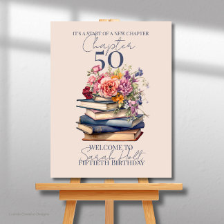 Poster Chapitre Cinquante Anniversaire Livres Empilés ave