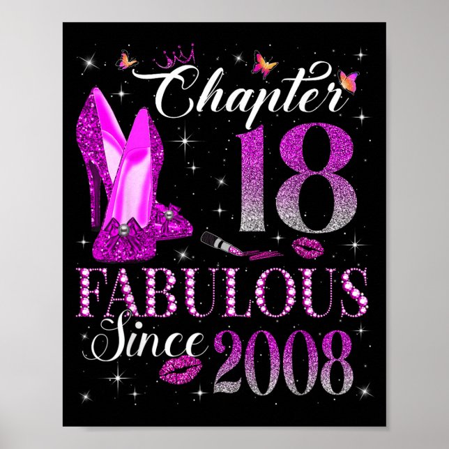 Poster Chapter 18 Fabulous Since 2008 18th Birthday Gift  (Devant)
