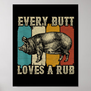 Poster Chaque Beurre Aime Un Fumeur De Viande De Rub Bbq 