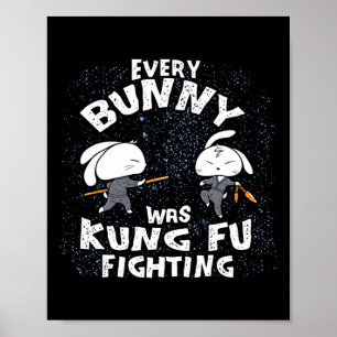 Poster Chaque lapin faisait du kung-fu en karaté ninja de