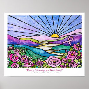Poster "Chaque matin est un jour nouveau" Ruban rose Ekle