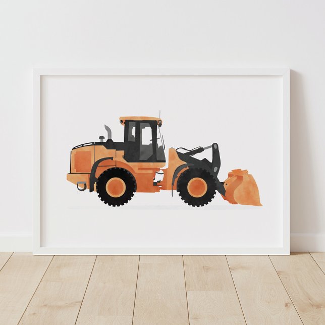 Poster Chargement de roue orange de véhicule de construct (Créateur téléchargé)