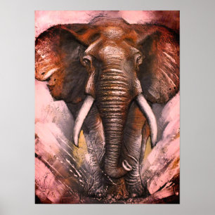 Poster Chargement d'éléphant - voir rouge