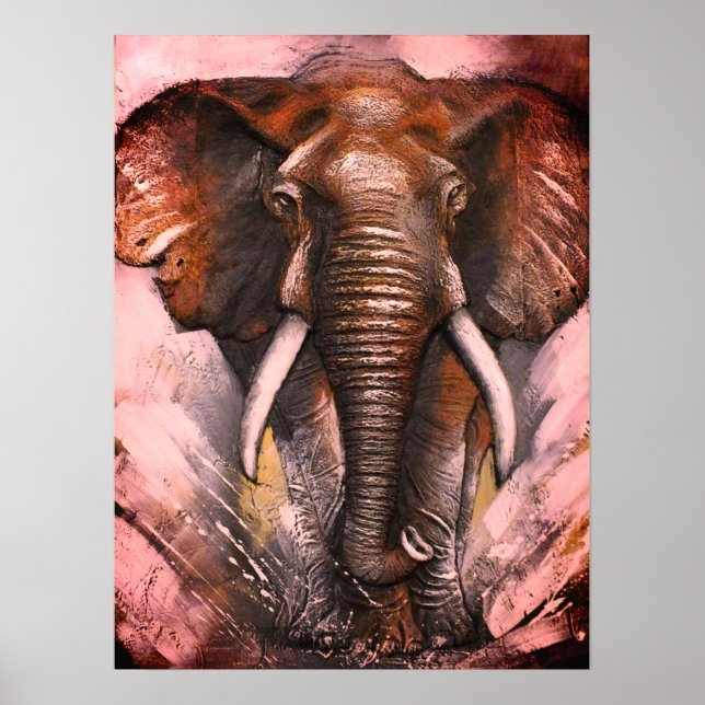 Poster Chargement d'éléphant - voir rouge (Devant)