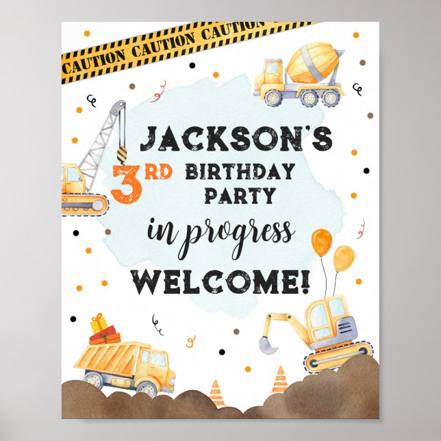 Poster Chariot Camion Boy Fête d'anniversaire Bienvenue (Devant)