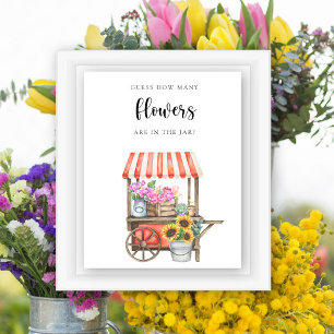 Poster chariot de fleurs pour une baby shower - devinez c