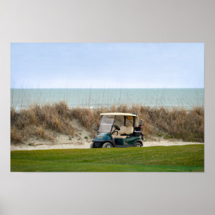 Poster Chariot de golf au dix-huitième trou, Kiawah Islan